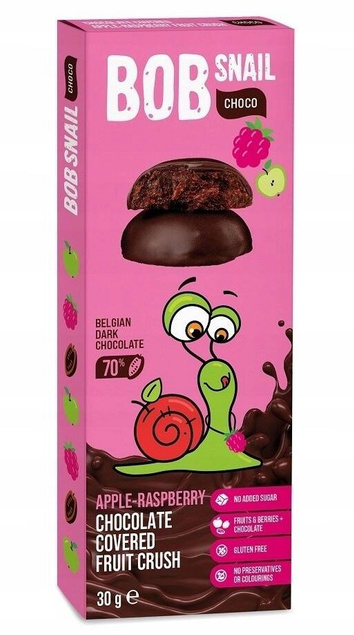 4x Ciasteczka BOB SNAIL Owocowe Jabłko Malina Truskawka W Czekoladzie 120g_4