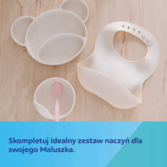 CANPOL Śliniaczek Śliniak Sylikonowy Z Kieszonką Beżowy 6M+ 51/030_13