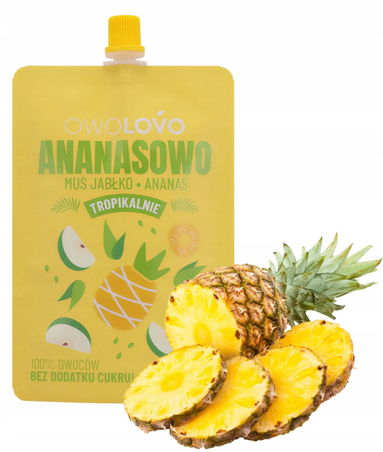 OWOLOVO Mix Musów TROPIKALNYCH Mango Guawa Banan Ananas 40x200g ZESTAW_4