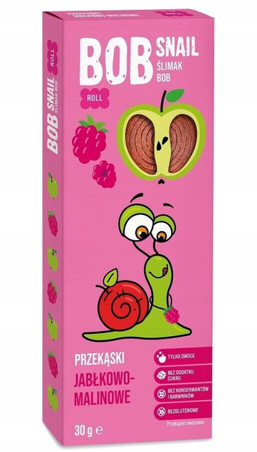 6x Przekąski BOB SNAIL Owocowe MIX Jabłko Malina Truskawka Bez Cukru 180g_2