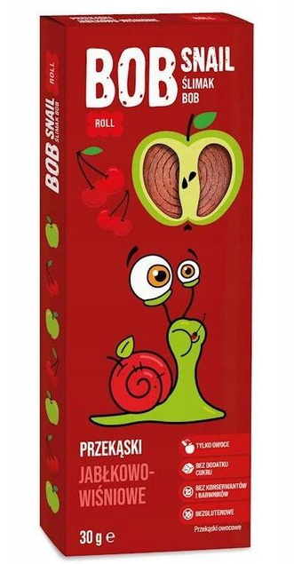 6x Przekąski BOB SNAIL Owocowe MIX Jabłko Malina Truskawka Bez Cukru 180g_4