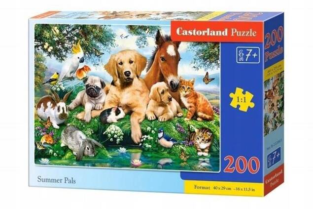 PUZZLE 200 UKŁADANKA DLA DZIECI ZWIERZĘTA KOTY PSY KONIE PTAKI 7+ CASTOR_1