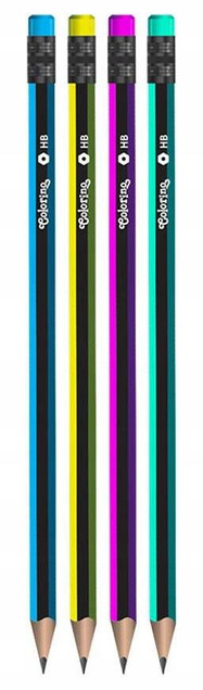 OŁÓWEK Z GUMKĄ HB HEXAGONALNY COLORINO MIX_3