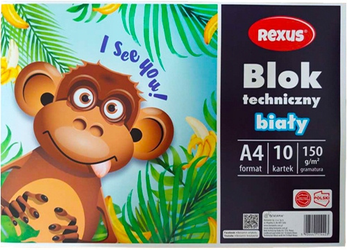 Blok Techniczny BIAŁY A4 10 Kartek150g Beniamin Rexus_4