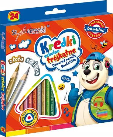 KREDKI TRÓJKĄTNE SZKOLNE 24K BAMBINO