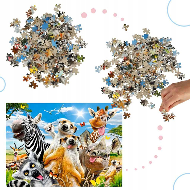 Puzzle 260 Układanka Safari Afryka ZWIERZĘTA Zebra Selfie 8+ Castorland