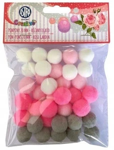 Pompony Dekoracyjne 20mm Wełniane Kłębuszki RÓŻANY OGRÓD Scrapbooking Astra