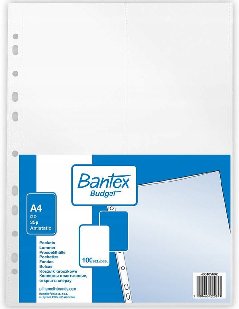 3x Koszulki groszkowe A4 na dokumenty Bantex 100szt.