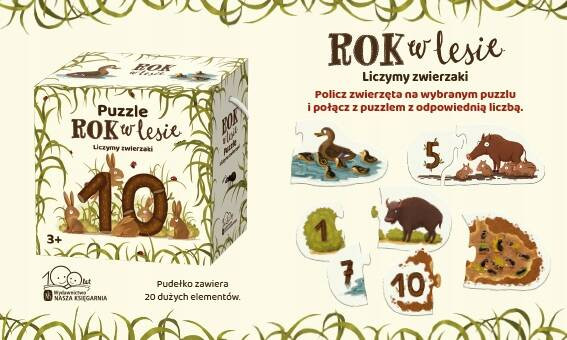 Puzzle Rok w lesie. Liczymy zwierzaki. Nasza Księgarnia