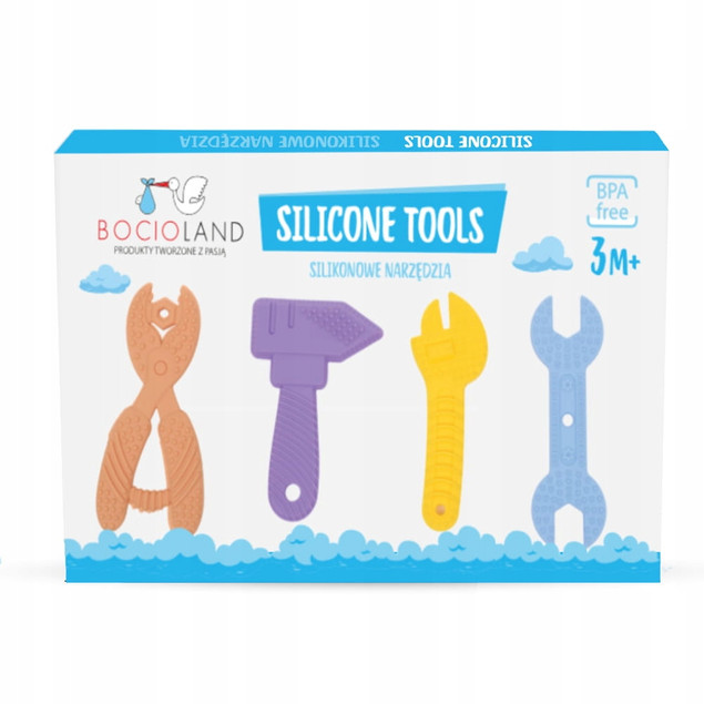 BOCIOLAND Gryzaki Silikonowe NARZĘDZIA WARSZTATOWE Zestaw Pastel 3M+ BL244