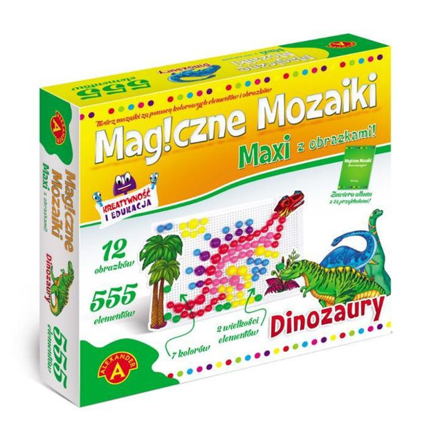 Mozaika, Magiczne Mozaiki 555 Elementów - Dinozaury