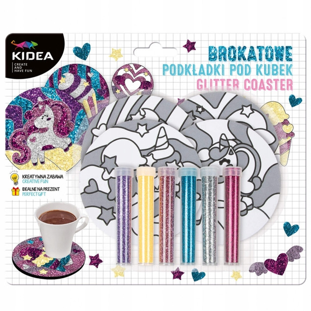 Zestaw Kreatywny BROKATOWE PODKADKI DIY Bajkowy Świat 3+ Kidea