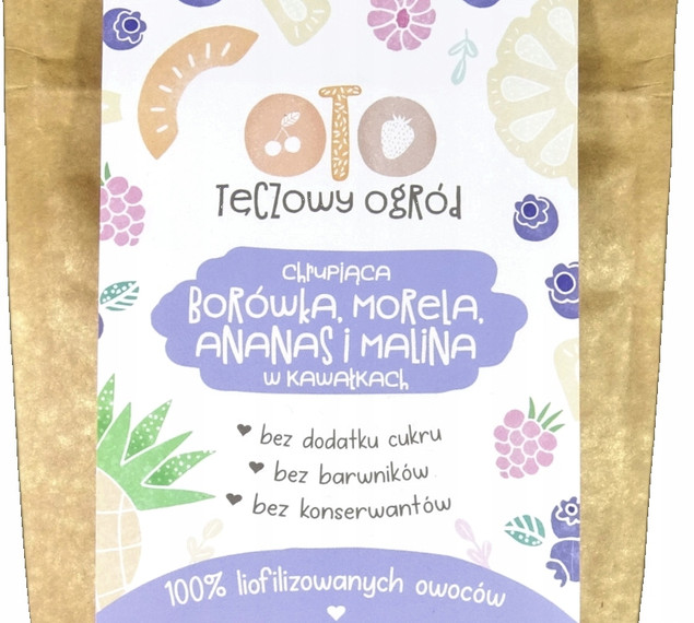OtoLandia Tęczowy Ogród Borówka, morela, ananas i malina liofilizowane w kawałkach 20 g
