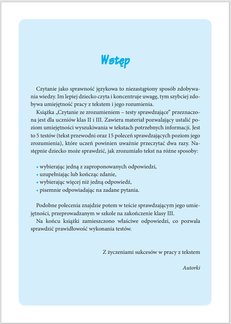 Czytanie ze zrozumieniem. Testy sprawdzające cz.2