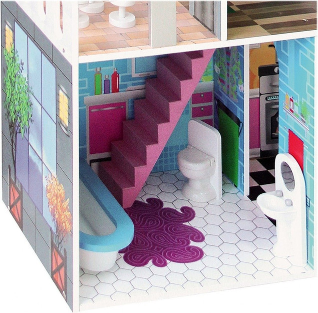 Duży DREWNIANY DOMEK dla lalek Winda WILLA 112 cm