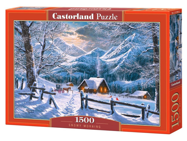 Puzzle 1500 Układanka Krajobraz Góry ZIMA Wieś Śnieżny Poranek +9 Castor