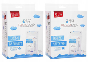 2x BOCIOLAND Woreczki Do Mrożenia Pokarmu Torebki Strunowe 200ml 100 szt