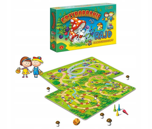 Gra Planszowa Grzybobranie i Rajd Samochodowy Rodzinna 5+ Alexander