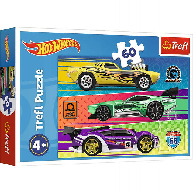 Puzzle 60 Układanka Auta HOT WHEELS Wyścig Pojazdy Trefl 17389