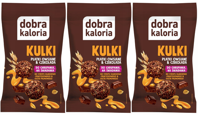 3x Zdrowa Przekąska Kulki Śniadaniowe OWSIANE Z CZEKOLADĄ Dobra Kaloria