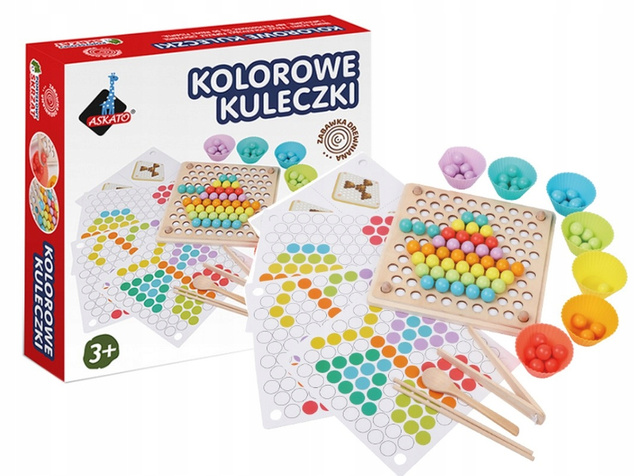 KOLOROWE KULECZKI Gra Zręcznościowa SORTER Drewno 3+ Askato 117157