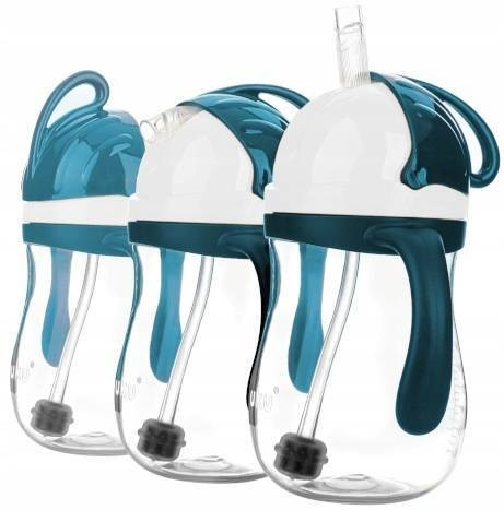 Innowacyjny Kubek Bidon Z Obciążoną Słomką BIAŁY 280ml 9M+ Akuku A0166