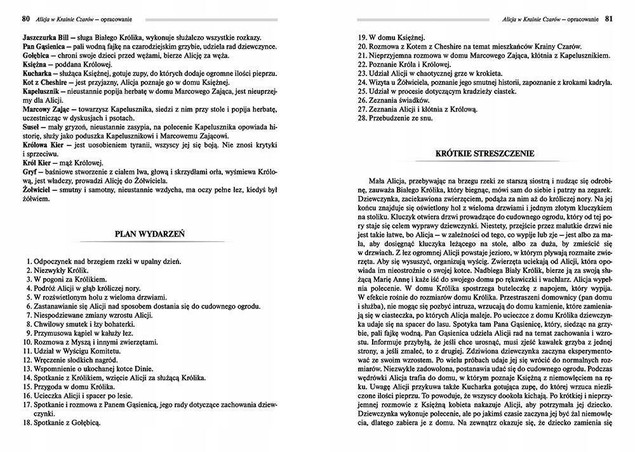 Alicja w Krainie Czarów BR lektury z opracowaniem