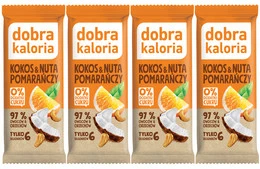 4x DOBRA KALORIA Zdrowy Baton Kokos Pomarańcza Bez Cukru Orzechy VEGE
