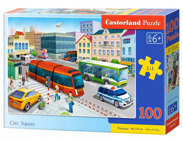 PUZZLE 100 AUTO AUTOBUS AMBULANS TRAMWAJ 6+ CASTOR