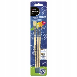 Pędzle Pędzelki Szkolny 3 Sztuki Różne Grubości Kidea P3KA