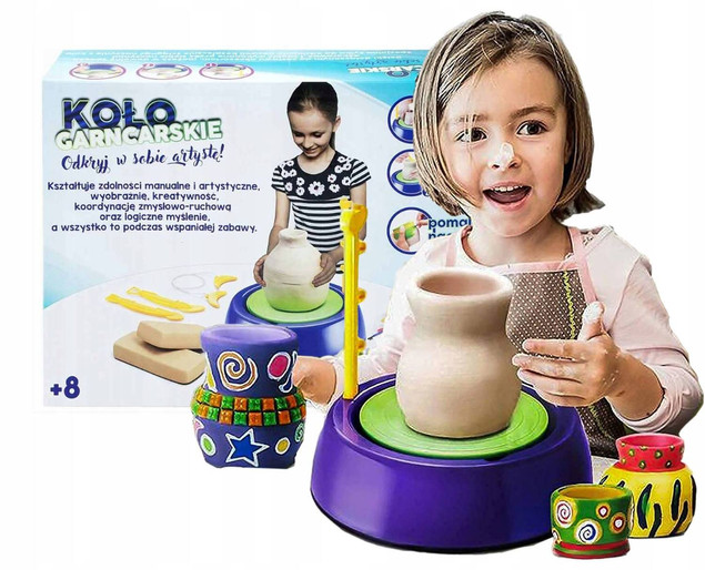Koło Garncarskie dla Dzieci Glina Farby Akcesoria