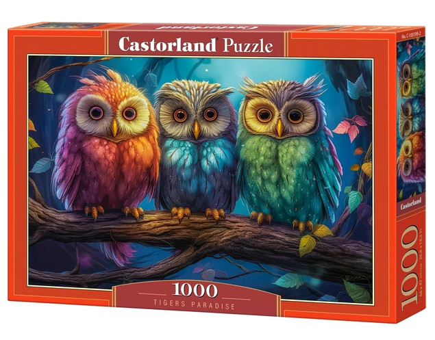 Puzzle 1000 Układanka Zwierzęta Trzy Małe Kolorowe SOWY 9+ Castorland