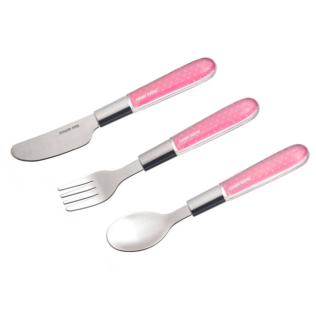 Canpol babies metalowy zestaw sztućców dla dzieci różowy