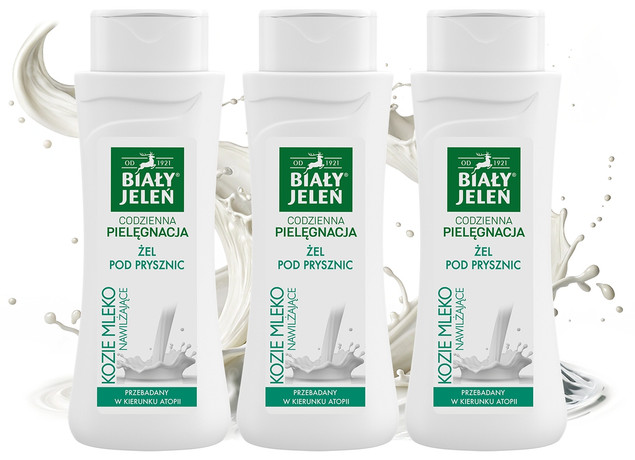 Żel pod prysznic. Kozie Mleko 3x300 ml | Biały Jeleń