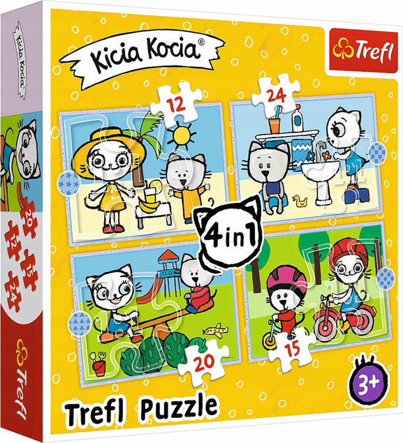 Puzzle 4w1 Układanka Dla Dzieci 12, 15, 20, 24 El KICIA KOCIA Kici 3+ Trefl