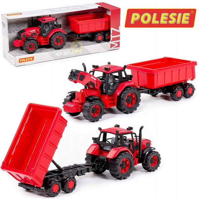 Traktor Belarus Z Przyczepą 37cm Czerwony Dla Dzieci 3+ Polesie 91321