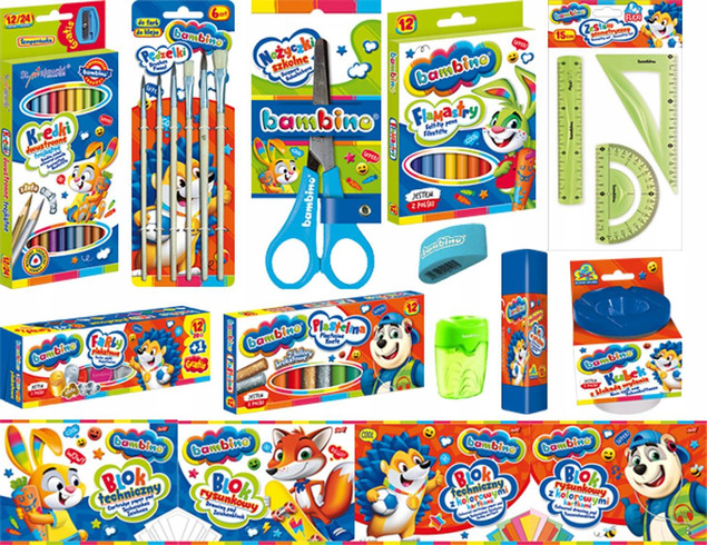 BAMBINO WYPRAWKA SZKOLNA zestaw przedszkole szkoła 15el.