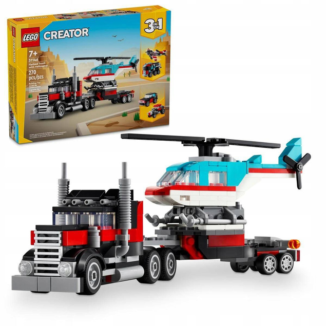 LEGO Creator Ciężarówka Z Platformą i Helikopterem 270el. 7+ 31146