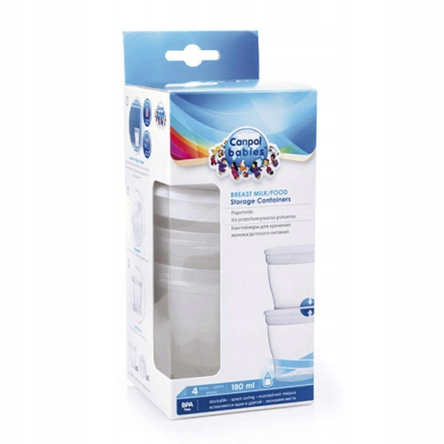 Canpol babies pojemniki do przechowywania pokarmu 4szt 180ml