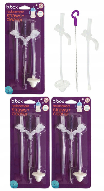 *NOWY* Zestaw 2 zapasowych słomek i szczoteczka do bidonu b.box