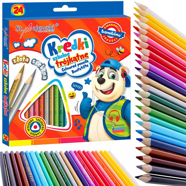 KREDKI TRÓJKĄTNE SZKOLNE 24K BAMBINO