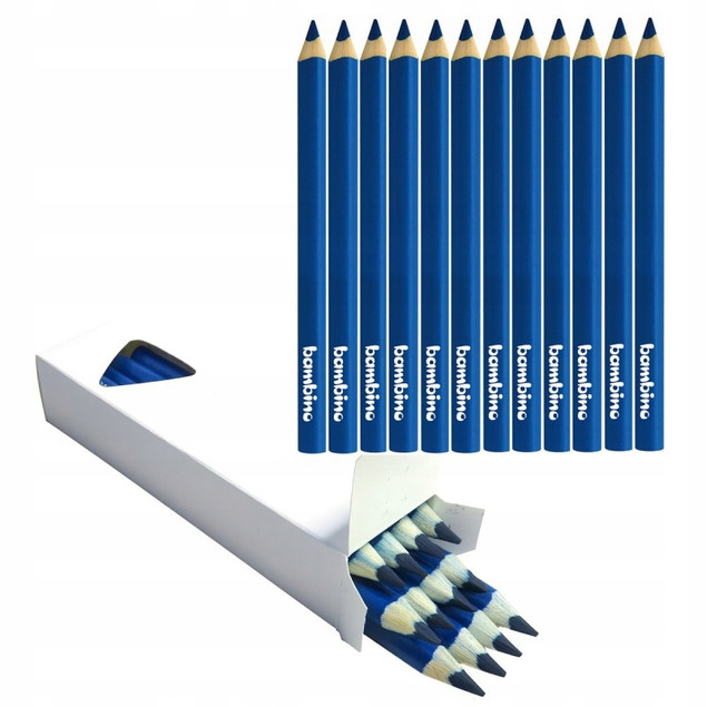 Kredka w drewnie trójkątna czerwona 12szt Bambino