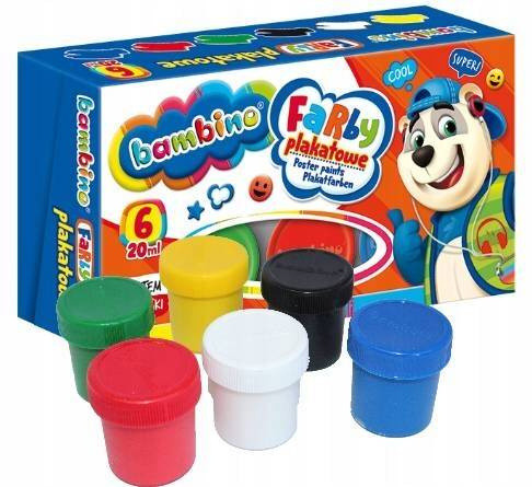 Farby plakatowe 6kol 20ml Bambino p10 MAJEWSKI/cena za 1szt.