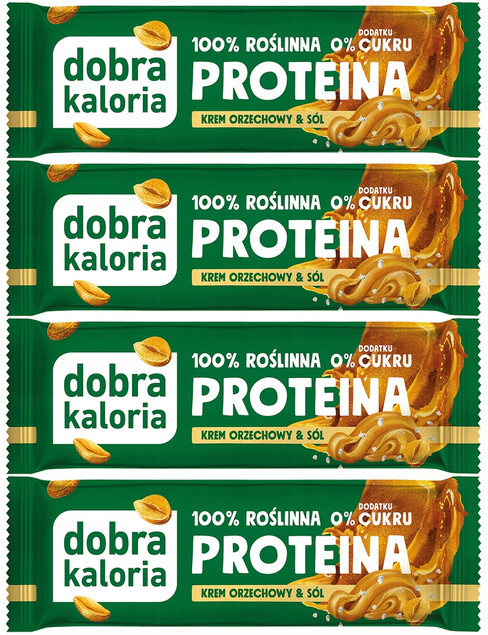4x Baton Proteinowy KREM ORZECHOWY Bez Cukru 24% Białka Dobra Kaloria