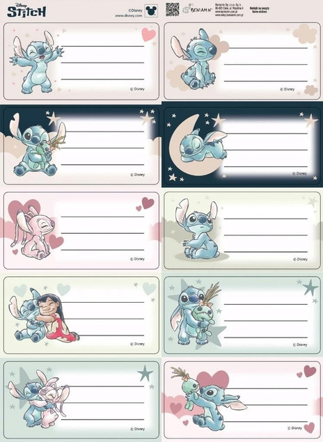 Naklejki Na Zeszyt LILO&STITCH 10 Sztuk Disney Beniamin