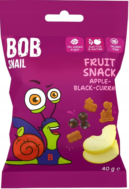 BOB SNAIL Żelki Owocowe JABŁKO CZARNA PORZECZKA Bez Dodatku Cukru 40g