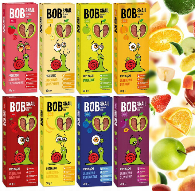 Ślimak Bob Snail PRZEKĄSKA Bez Cukru Glutenu 30g MIX SMAKÓW x 8szt 0,24kg