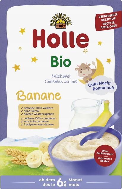 HOLLE BIO Kaszka Mleczno Bananowa Bez Dodatku Cukrów 6M+ 250g