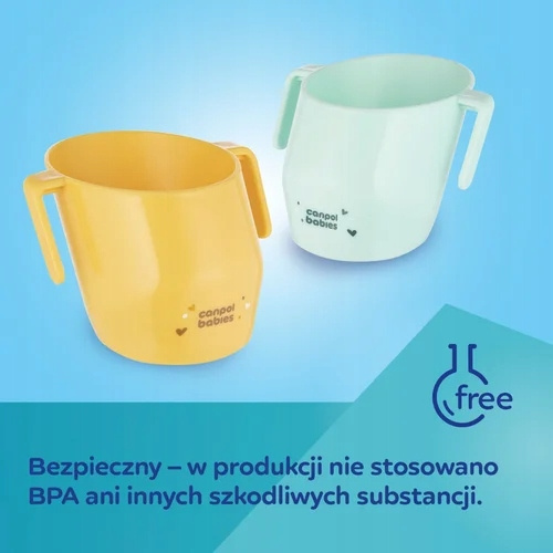 CANPOL Sprytny Otwarty KUBEK Z UCHWYTAMI Dla Dzieci DO NAUKI PICIA Żółty