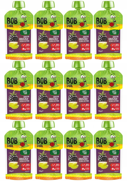 12x BOB SNAIL Smoothie GRUSZKA JEŻYNA Bez Dodatku Cukru Mus 120g